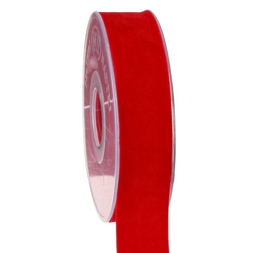 Floristik24 Fita de veludo fita vermelha fita de tecido 25mm 7m
