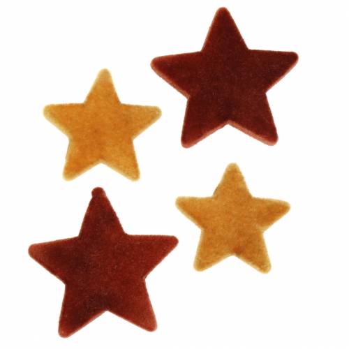 Polvilhe decoração estrela mix flocado curry, rooibos 4cm/5cm 40p