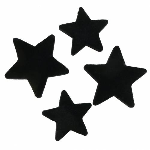 Floristik24 Espalhar decoração estrelas veludo preto 4/5cm 40p