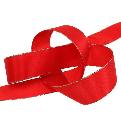 Itens Fita de cetim vermelha com borda dourada 40m