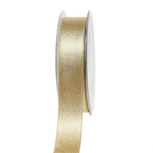 Floristik24 Fita de cetim com mica dourada 25mm 20m