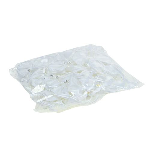 Floristik24 Laço de cetim com diamantes 5x7cm branco 40pcs