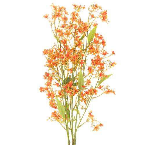 Conjunto de 3 peças com galhos de orquídeas artificiais laranja em filigrana, 110 cm de diâmetro.