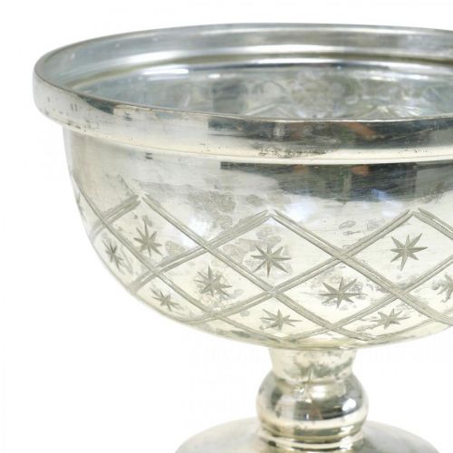 Floristik24 Taça de vidro com pé shabby chic decoração em vidro champanhe Ø17cm H13cm