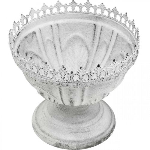 Floristik24 Tigela decorativa de metal troféu decorativa branca com borda em coroa Alt.15cm