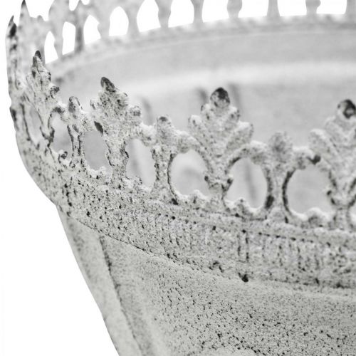 Floristik24 Tigela decorativa de metal troféu decorativa branca com borda em coroa Alt.15cm