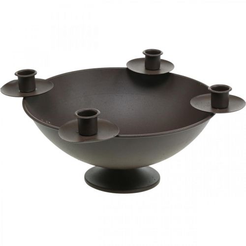 Tigela decorativa castiçal haste castiçal metal marrom Ø31cm