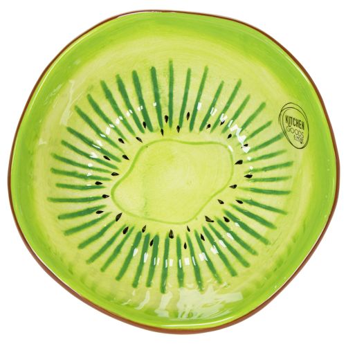 Itens Tigela de servir em cerâmica, com estampa de kiwi. Ideal para mesas de jantar e buffets elegantes. 15 cm
