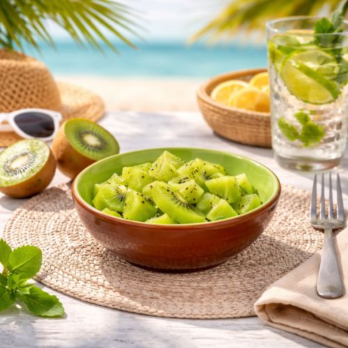 Itens Tigela de servir em cerâmica, com estampa de kiwi. Ideal para mesas de jantar e buffets elegantes. 15 cm