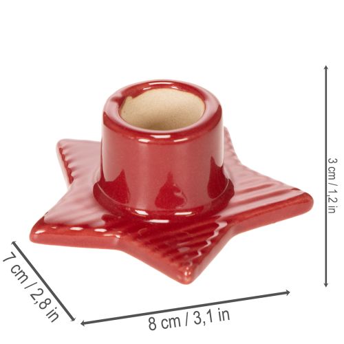 Castiçal em formato de estrela para velas finas, Advento e Natal, 8 cm, 2 peças | Floristik24.pt