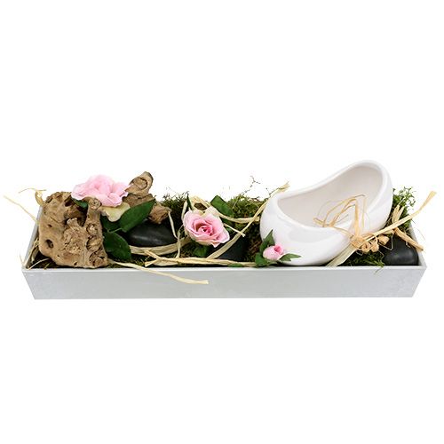 Floristik24 Tigela decorativa quadrada cinza 32cm x 10,5cm H5cm