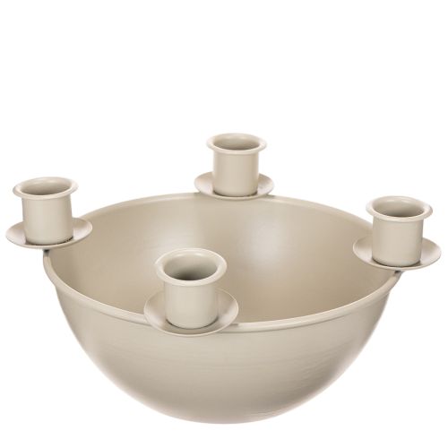 Castiçal com 4 suportes, coroa do Advento moderna, bege, 15 cm