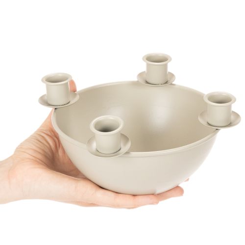 Castiçal com 4 suportes, coroa do Advento moderna, bege, 15 cm | Floristik24.pt
