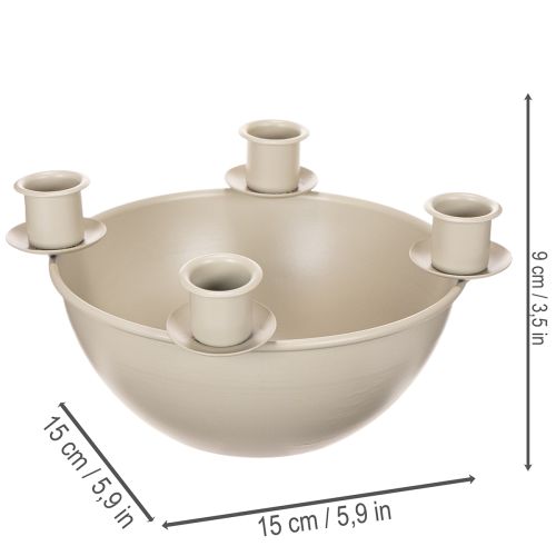 Castiçal com 4 suportes, coroa do Advento moderna, bege, 15 cm | Floristik24.pt