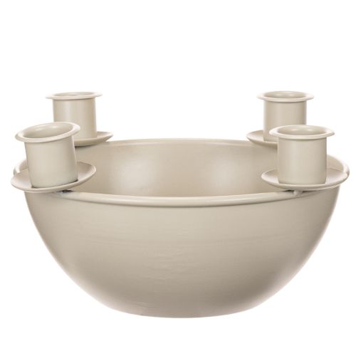 Castiçal com 4 suportes, coroa do Advento moderna, bege, 15 cm | Floristik24.pt