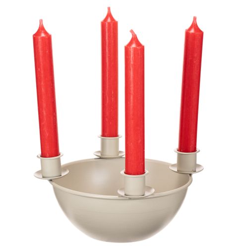 Castiçal com 4 suportes, coroa do Advento moderna, bege, 15 cm | Floristik24.pt