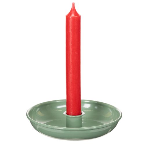 Castiçal decorativo de metal verde, para velas finas, 13 cm | Floristik24.pt