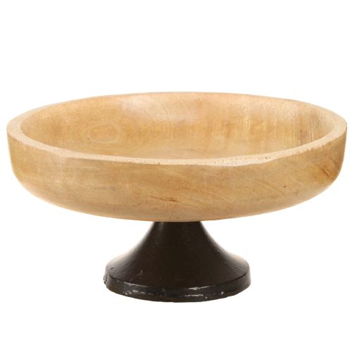 Floristik24 Tigela com pé madeira metal preto natural Ø20cm Alt.10cm