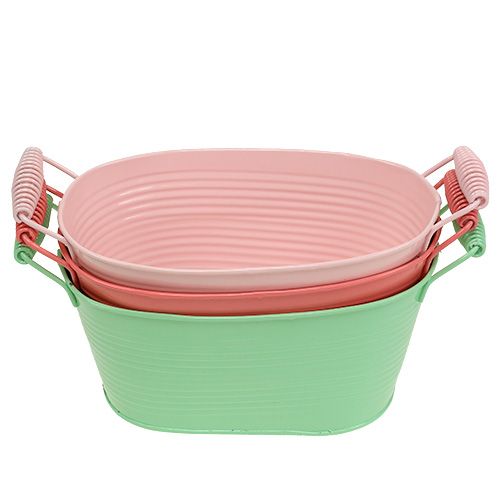Floristik24 Tigela oval 19,5 cm x 12 cm Alt 9,5 cm pastel mistura 3 unidades