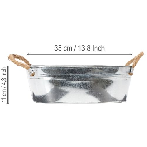 Tigela oval 35cm x 21,5cm x 11,5cm, zinco brilhante | Floristik24.pt