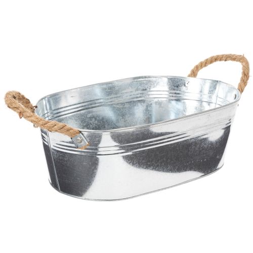 Tigela oval 35cm x 21,5cm x 11,5cm, zinco brilhante | Floristik24.pt