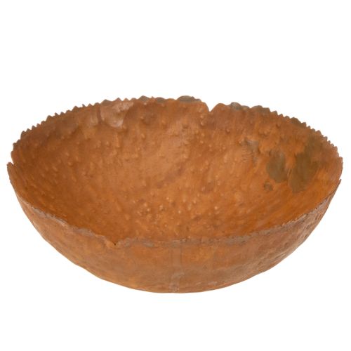 Tigela redonda de metal com superfície texturizada com efeito ferrugem, 20 cm