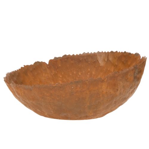 Tigela redonda de metal com superfície texturizada com efeito ferrugem, 20 cm | Floristik24.pt