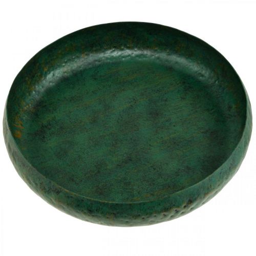 Floristik24 Tigela decorativa verde antiga Tigela decorativa metal Ø32cm H7cm