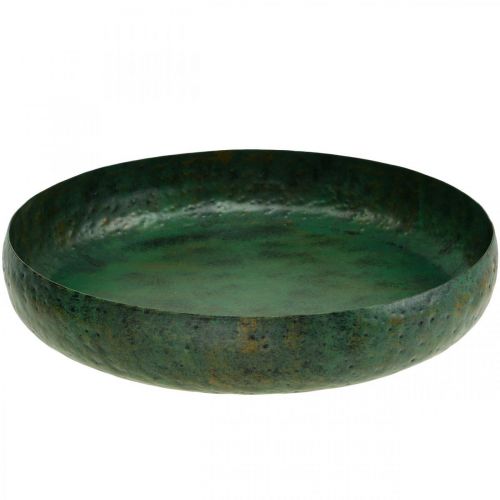 Floristik24 Grande tigela decorativa verde tigela antiga metal Ø38cm H7cm