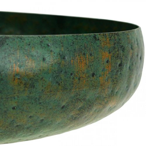 Floristik24 Grande tigela decorativa verde tigela antiga metal Ø38cm H7cm