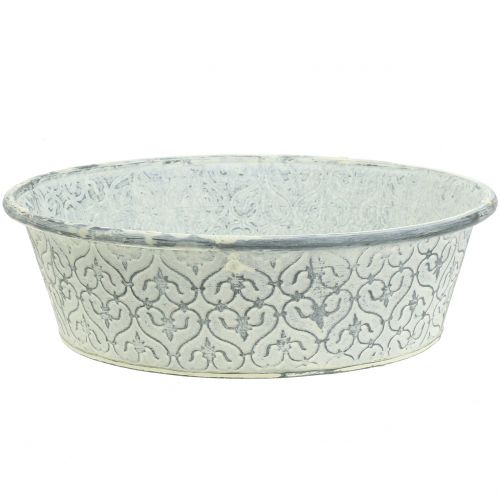 Floristik24 Tigela de zinco com decoração de creme, lavado Ø35,5cm Alt.9cm