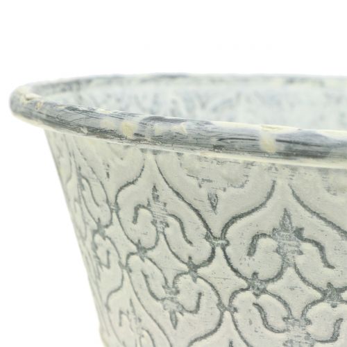 Floristik24 Tigela de zinco com decoração de creme, lavado Ø35,5cm Alt.9cm