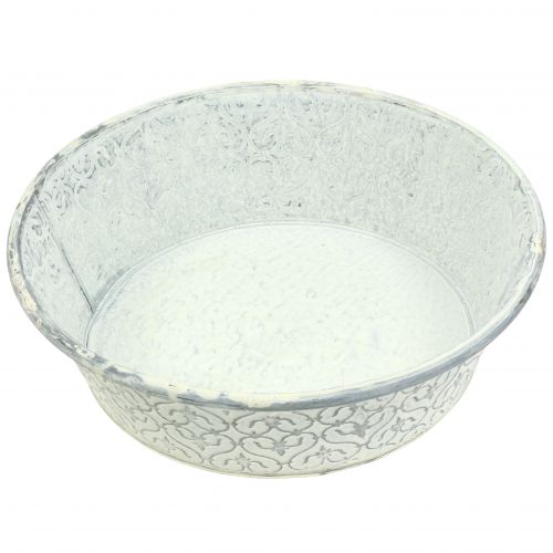Floristik24 Tigela de zinco com decoração de creme, lavado Ø35,5cm Alt.9cm
