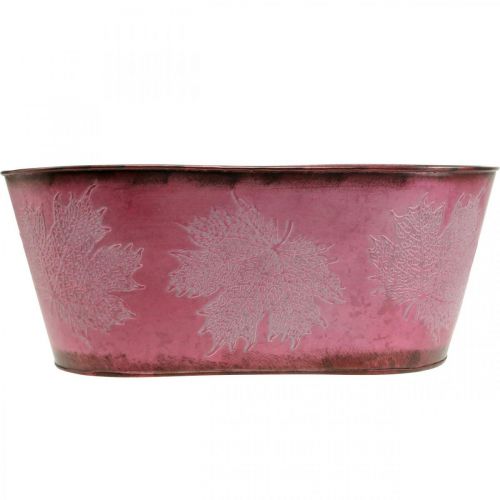 Itens Tigela com decoração de folhas, floreira, decoração de outono, pote de metal vinho tinto C38cm Alt.15cm