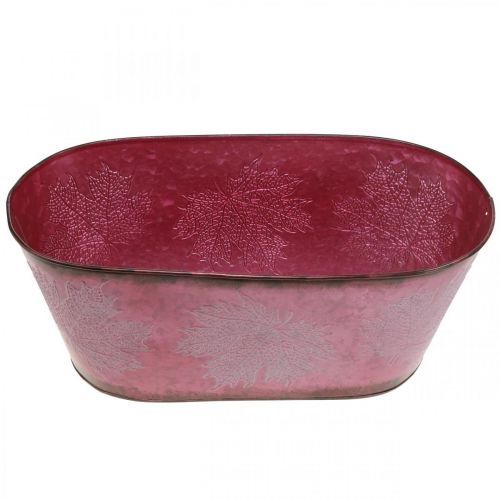Itens Tigela com decoração de folhas, floreira, decoração de outono, pote de metal vinho tinto C38cm Alt.15cm