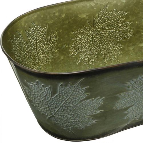 Itens Vaso de plantador para o outono, decoração de metal com decoração de folha verde C38cm Alt.15cm