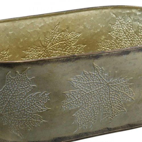 Itens Vaso de outono, tigela para plantas com folhas, decoração em metal dourado C38cm Alt.15cm