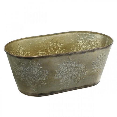 Itens Vaso de outono, tigela para plantas com folhas, decoração em metal dourado C38cm Alt.15cm