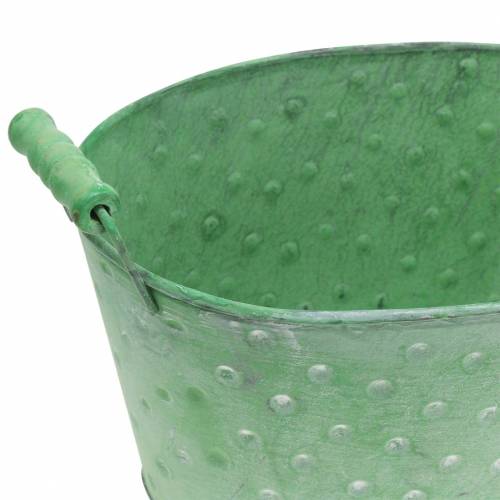 Floristik24 Vaso decorativo para vasos de metal verde oval 25,5x18,5cm Alt13cm