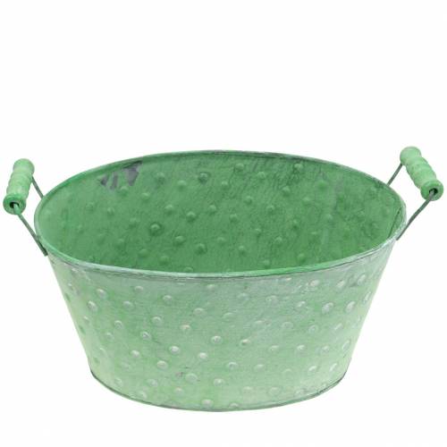 Floristik24 Vaso decorativo para vasos de metal verde oval 25,5x18,5cm Alt13cm