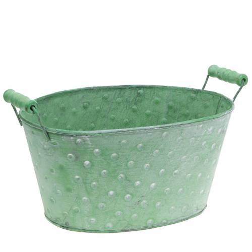 Floristik24 Vaso decorativo para vasos de metal verde oval 25,5x18,5cm Alt13cm