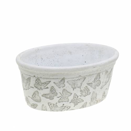 Floristik24 Vaso de plantas branco com borboletas 17cm x 12cm H8cm 2pcs