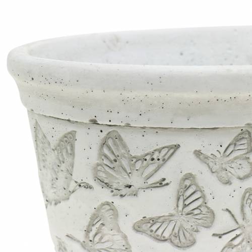 Floristik24 Vaso para plantas branco com borboletas 21 cm x 14 cm Alt.9,5 cm 2 unidades