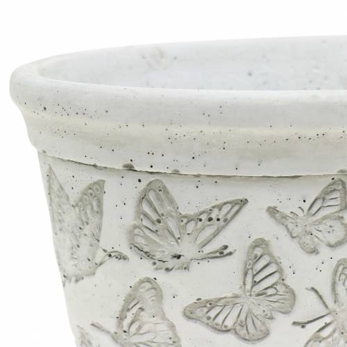 Floristik24 Vaso de plantas branco com borboletas 17cm x 12cm H8cm 2pcs