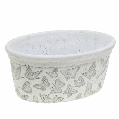 Floristik24 Vaso para plantas branco com borboletas 21 cm x 14 cm Alt.9,5 cm 2 unidades