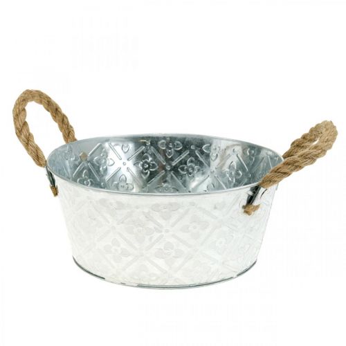 Tigela decorativa prata com alças tigela de metal vaso de plantas Ø21cm | Floristik24.pt