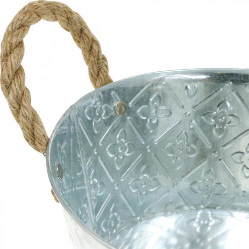 Tigela decorativa prata com alças tigela de metal vaso de plantas Ø21cm | Floristik24.pt