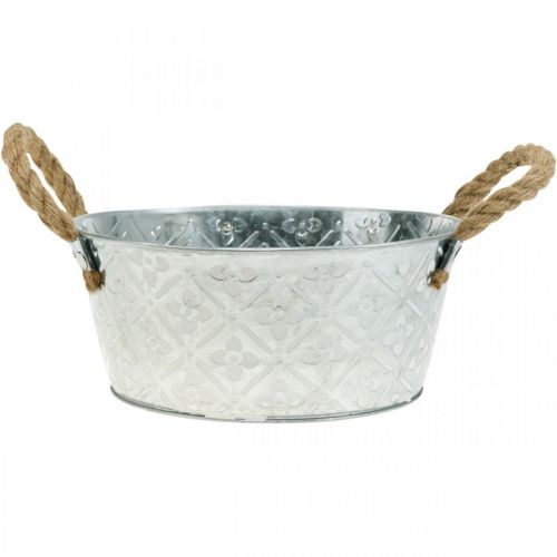 Tigela decorativa prata com alças tigela de metal vaso de plantas Ø21cm | Floristik24.pt