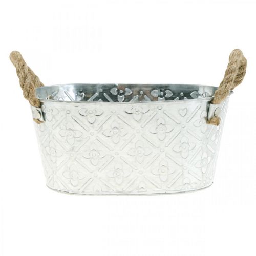 Floristik24 Taça decorativa oval prateada com asas taça planta em metal 22,5×13,5cm