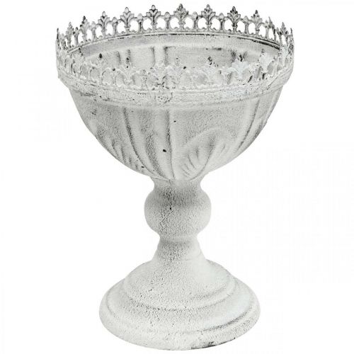 Floristik24 Tigela de metal branca decorativa estilo antigo Ø15,5cm